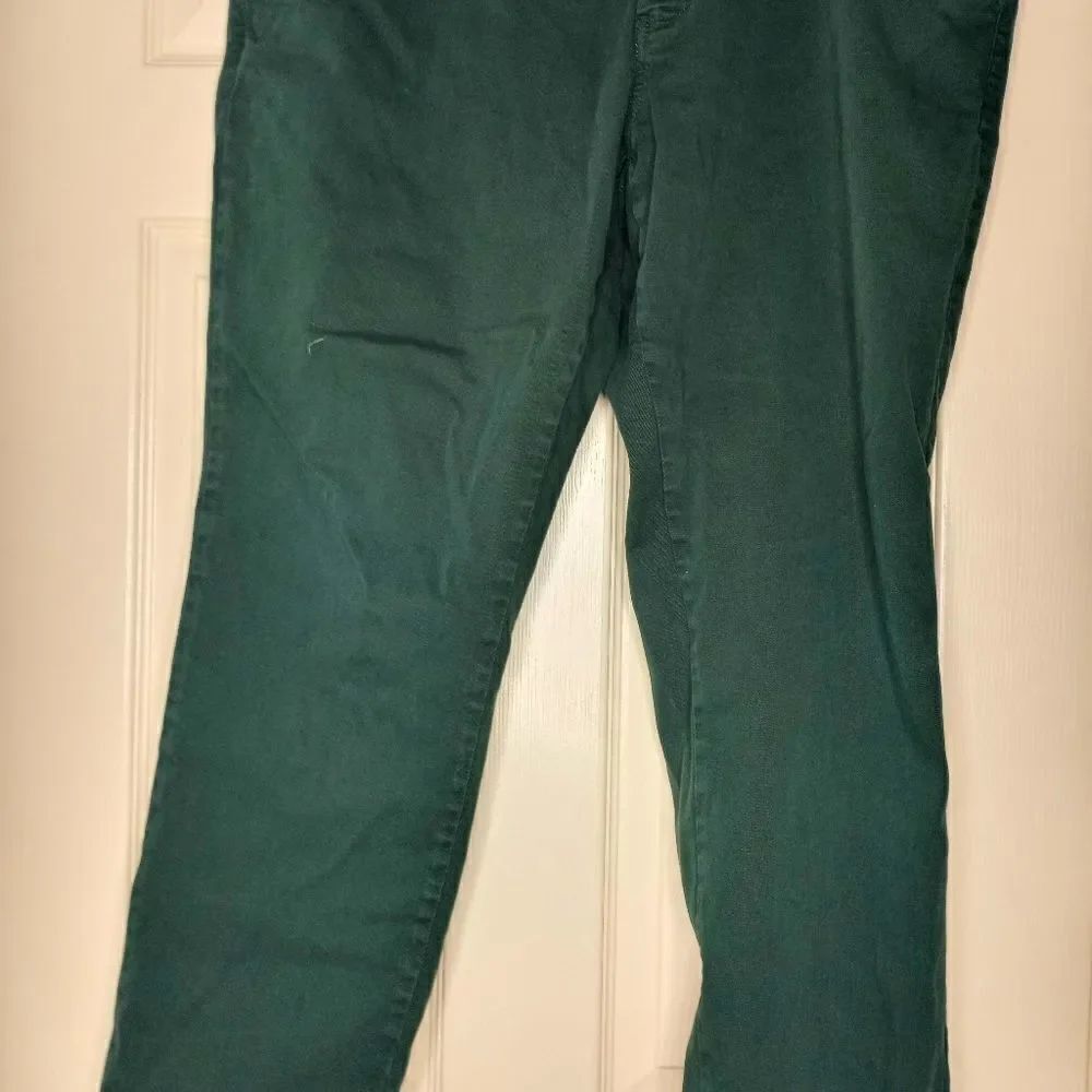 Pierre Cardin Chinos Sz52 Dark Green Full Length LogoZipper Pockets Men's Pants